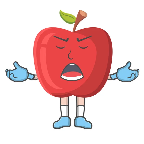 Pomme Rouge Colère Vecteur Sur Fond Blanc Personnage Pomme Colère — Image vectorielle