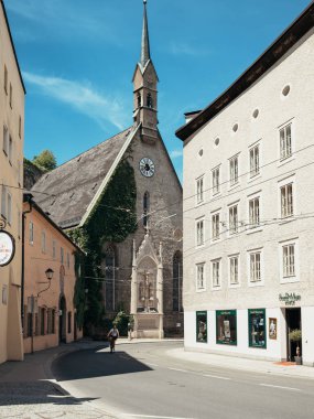 Hallstatt, Avusturya 'daki güzel tarihi mimarinin manzarası