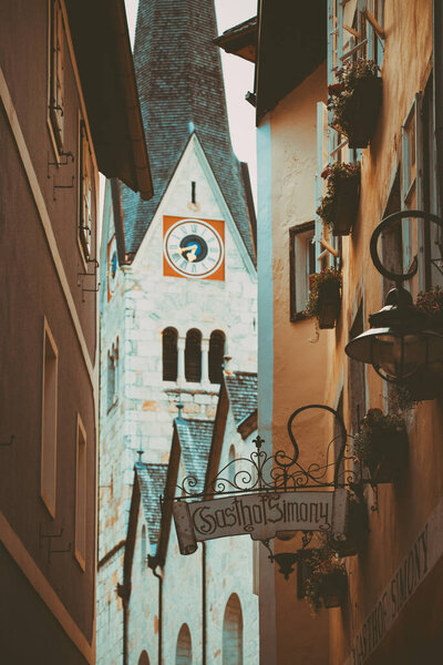 Street view of old town in salzburg, austria