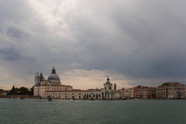 Beautiful landscape of Venice from the lagoon with a cloudy sky