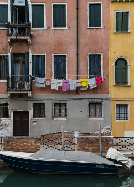 Laundry hung to dry outside in Venice, Italy