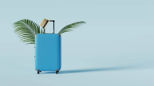 Reisegepäcktasche Mit Blauem Hintergrund Rendering — Stockfoto