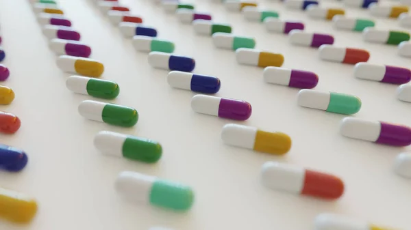Arrangierte Pille Mit Weißem Hintergrund — Stockfoto