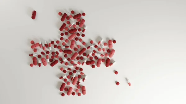 Gerangschikt Kruisvorm Pillen Met Witte Achtergrond — Stockfoto