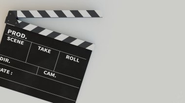 movie film clapper board with white background, 3d
