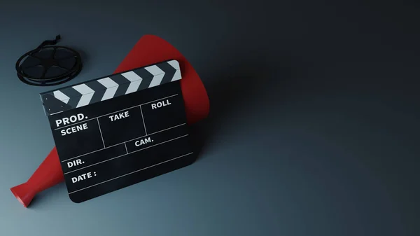 Movie Clapper Board Red Color Megaphone — Stockfoto