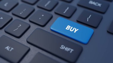 The text buy is on the keyboard, 3d rendering
