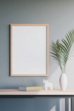 Photo Frame mockup with Light gray wall, 3d rendering