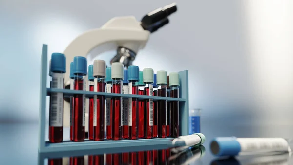 Blood Sample Microscope Rendering — Stock Photo, Image
