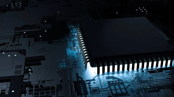 Cpu Chip Mainboard Concept Rendering — Stock fotografie