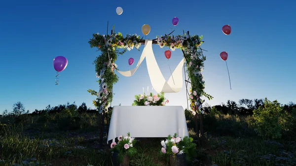 Outdoor Wedding Ceremony Sunset Rendering — Foto Stock