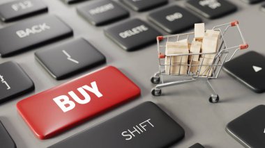 Online alışveriş kavramı, 3d render