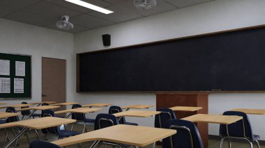 boş sınıf öğrencisiz, 3D görüntüleme
