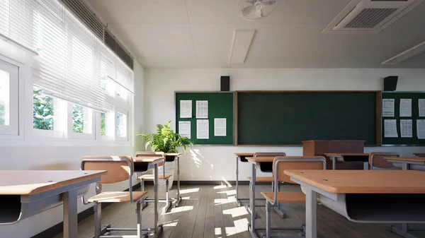 Sala Aula Sem Aluno Renderização — Fotografia de Stock