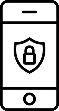 mobil güvenlik vektör çizgisi simgesi