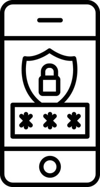 mobil güvenlik vektör çizgisi simgesi