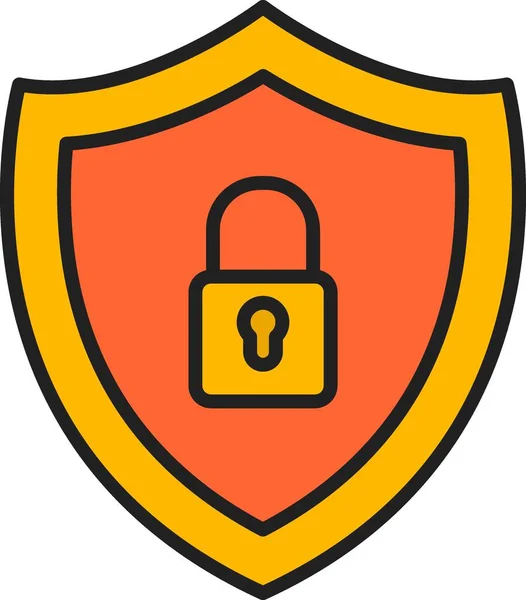 Escudo Seguridad Vector Línea Icono — Vector de stock