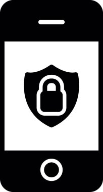 mobil güvenlik vektör çizgisi simgesi
