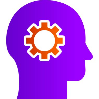 Çarklı vektör ikonu olan insan zihni. Düz dizayn. Zihin yapısı konsepti