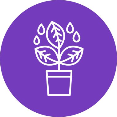 Tencerede basit bir bitki yetiştirmek. Web simgesi basit illüstrasyon