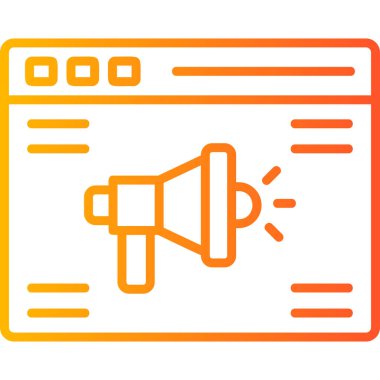 Online advertising with megaphone. Web icon simple illustration