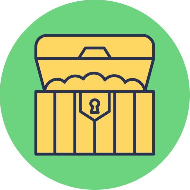 Hazine Sandığı basit simgesi, vektör illüstrasyonu