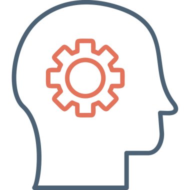 Çarklı vektör ikonu olan insan zihni. Düz dizayn. Zihin yapısı konsepti