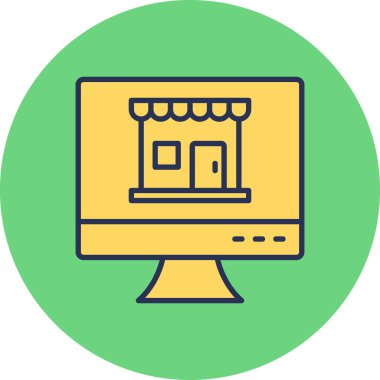 Çevrimiçi Shop Web simgesi basit illüstrasyon