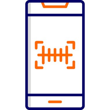 Cep telefonunda barkod tarayıcısı var. Web simgesi basit illüstrasyon 