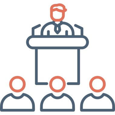 Basın toplantısı. Web simgesi vektör illüstrasyonu