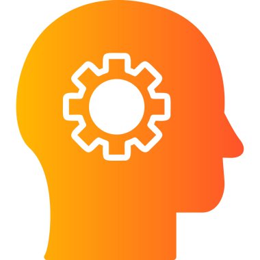 Çarklı vektör ikonu olan insan zihni. Düz dizayn. Zihin yapısı konsepti