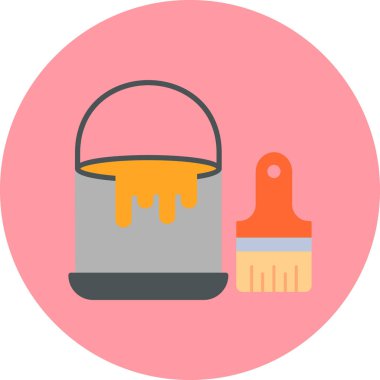Boya ve boya fırçası olan kova, web illüstrasyonu