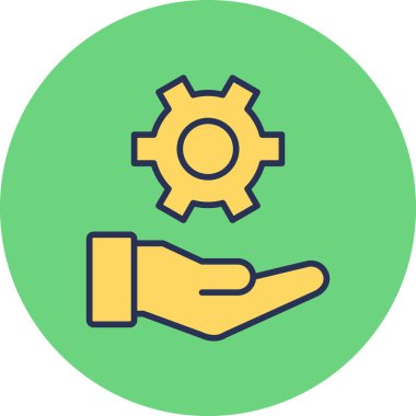 Ayarlama. Web simgesi basit bir illüstrasyon. çark el simgesinde 