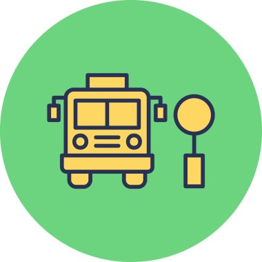 Otobüs Durağı modern simgesi, vektör illüstrasyonu