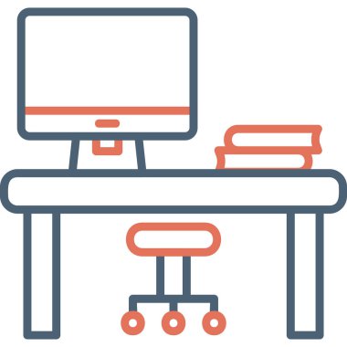 Ofis masası Web simgesi basit illüstrasyon 