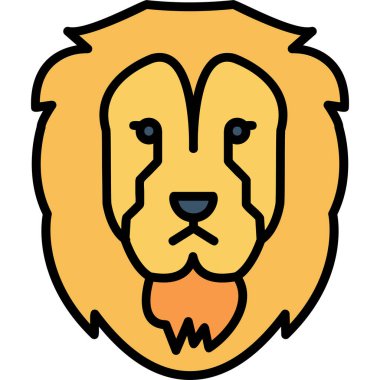 cartoon lion head logo, flat icon illustration