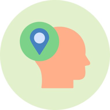5g Location pin in human head. web icon simple illustration