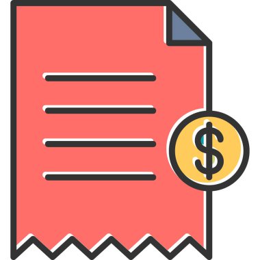 Alışveriş makbuzu, web simgesi basit illüstrasyon