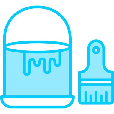 Boya ve boya fırçası olan kova, web illüstrasyonu