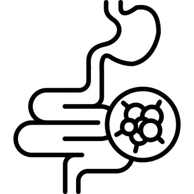 Bağırsak kanseri modern ikon, vektör illüstrasyonu