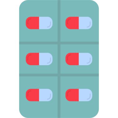 İlaç ikonu. Web için kapsül hap vektör simgelerinin düz çizimi