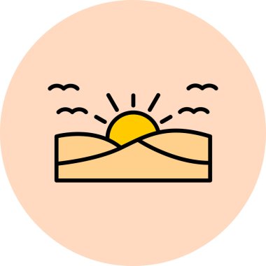 Günbatımı simgesi, vektör illüstrasyonu