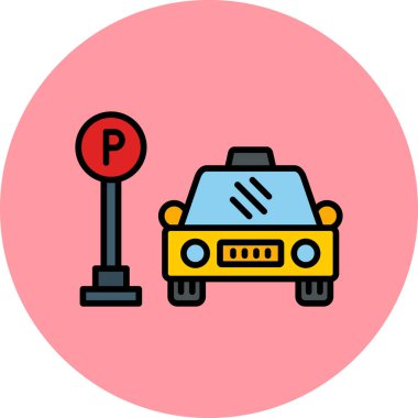 park arabası renk vektörü simgesi, düz tasarım