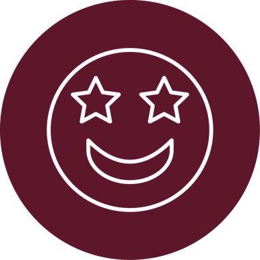 Gülümseyen heyecanlı ifade. Basit resimleme