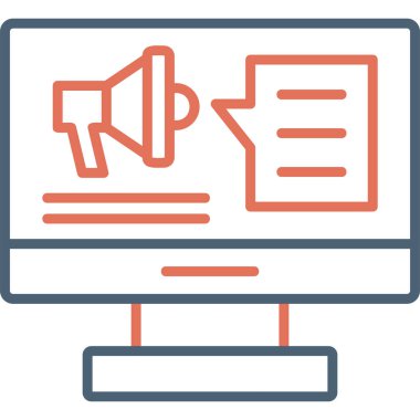 Bilgisayarda Dijital Kampanya. Web simgesi basit illüstrasyon