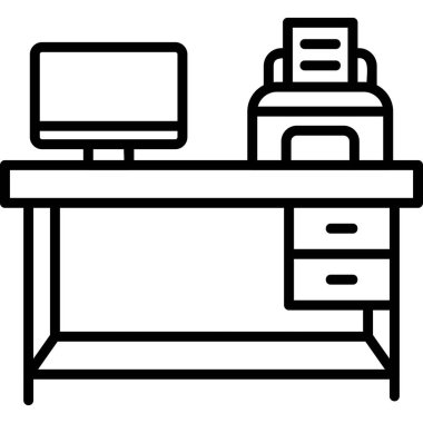 İş yeri düz vektör simgeleri ayarlandı