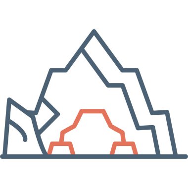 Mağara simgesi, ağ basit illüstrasyon