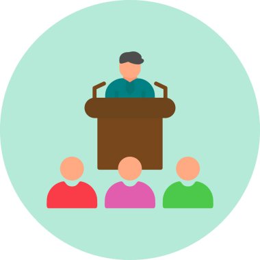 Basın toplantısı. Web simgesi vektör illüstrasyonu