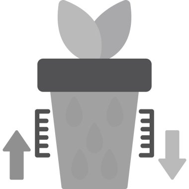 Bitkide su seviyesi, saksıda bitki yetiştirme. Web simgesi basit illüstrasyon