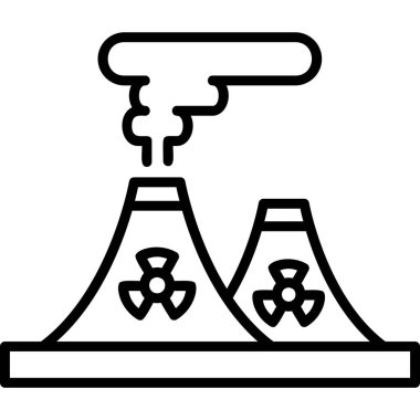Nükleer santral bacası basit simge, vektör illüstrasyonu